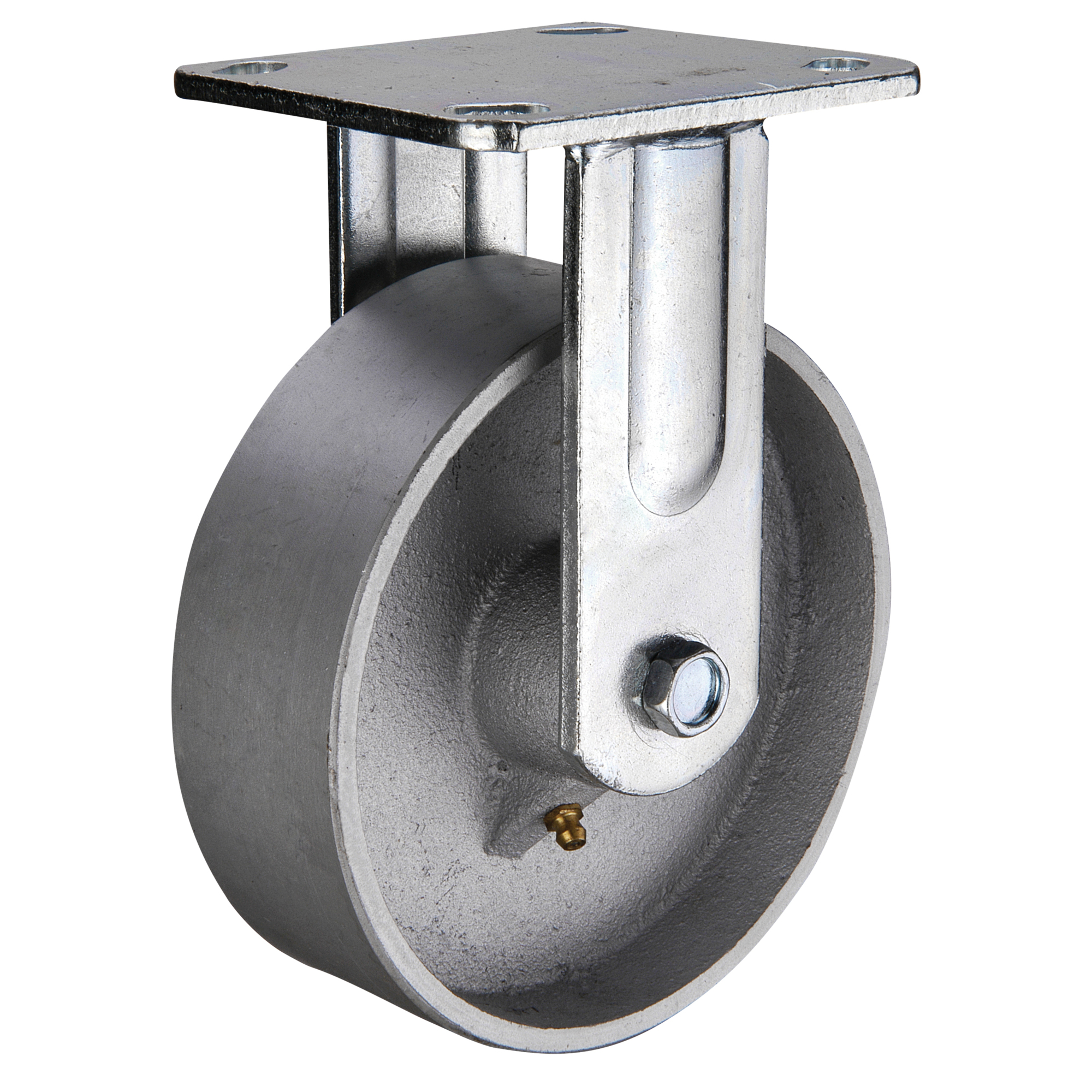 Vestil Cast Iron Rigid Caster - 4in. x 2in., 1102-Lb. Capacity, Steel Roller Bearing, Zinc Plated, Model# CST-VE-4X2CI-R